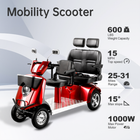 ZVG Heavy Duty 3-Seater 1000W Mobility Scooter, photo 2