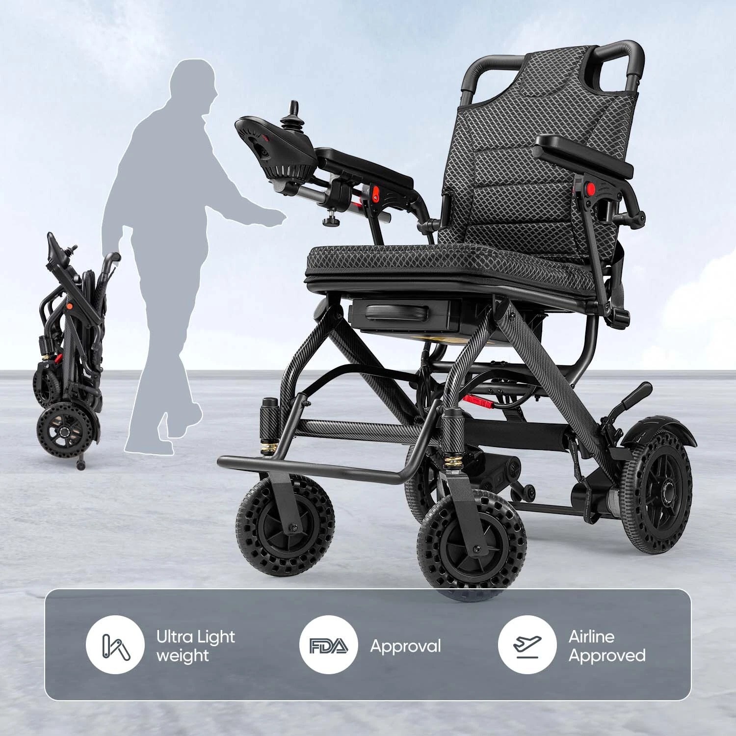 Verpal Foldable Lightweight Electric Wheelchair, photo 4