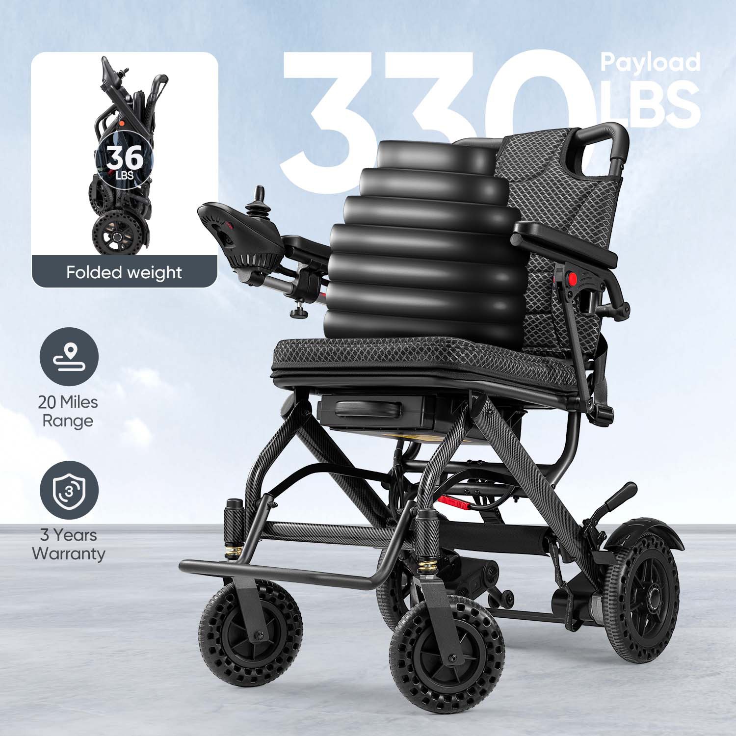 Verpal Foldable Lightweight Electric Wheelchair, photo 3