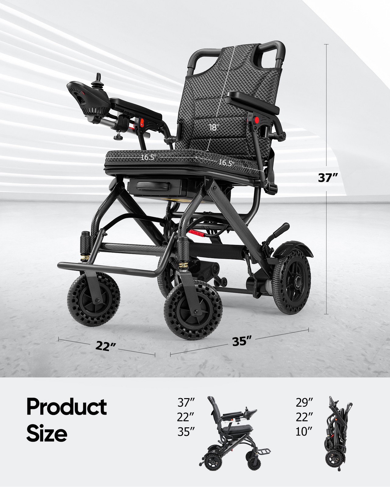 Verpal Foldable Lightweight Electric Wheelchair, photo 2