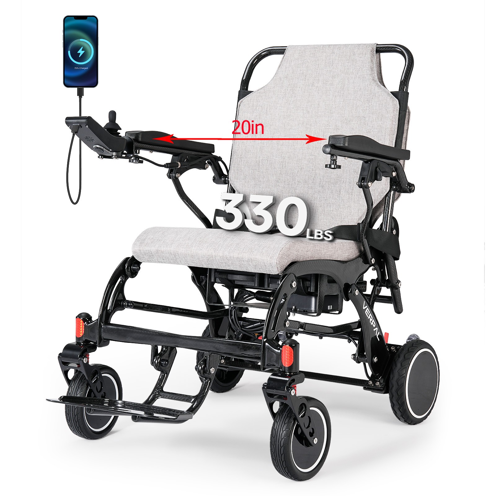 Verpal Carbon Fiber Electric Wheelchair, Airline Approved