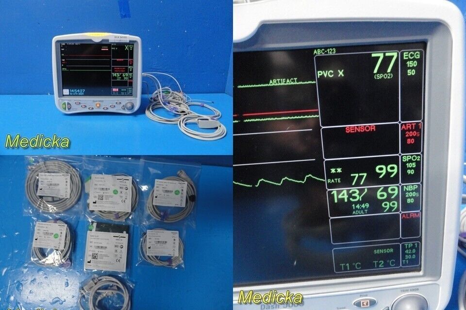 GE Dash 5000 Patient Monitor (NBP, ECG, SpO2, TEMP)
