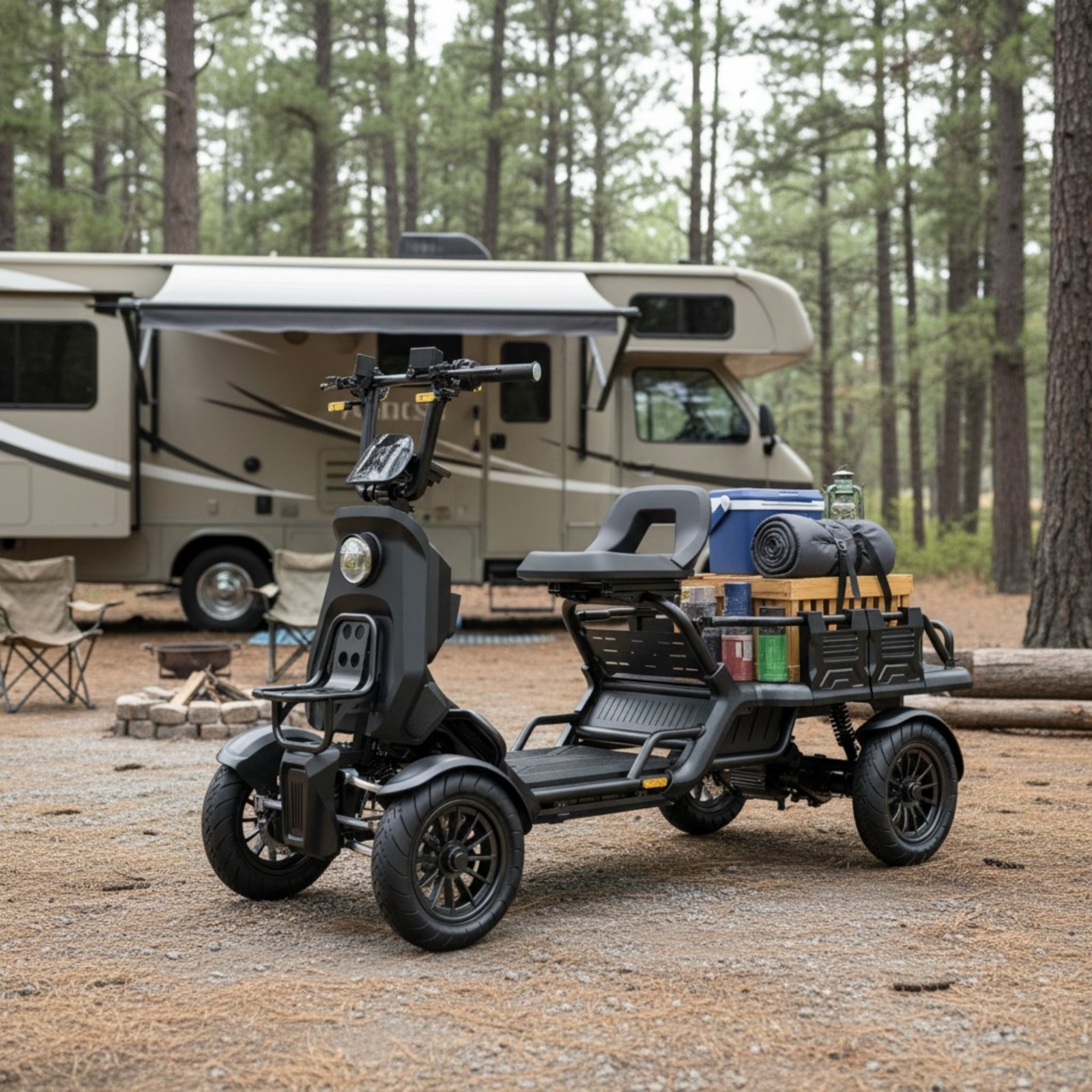 Heavy Duty 4-Wheel Electric Mobility Scooter w/Cargo Platform
